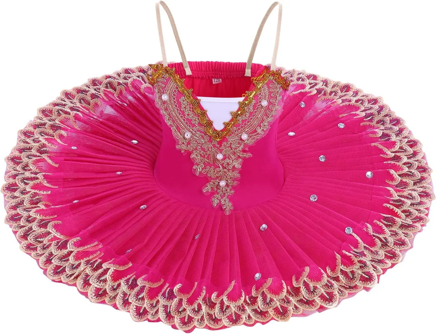 AFAVOM Ballet Leotards for Girls with Platter Tutu Professional Hard Organdy Camisole Skirt Swan Lake Feather Hem Dancewear
