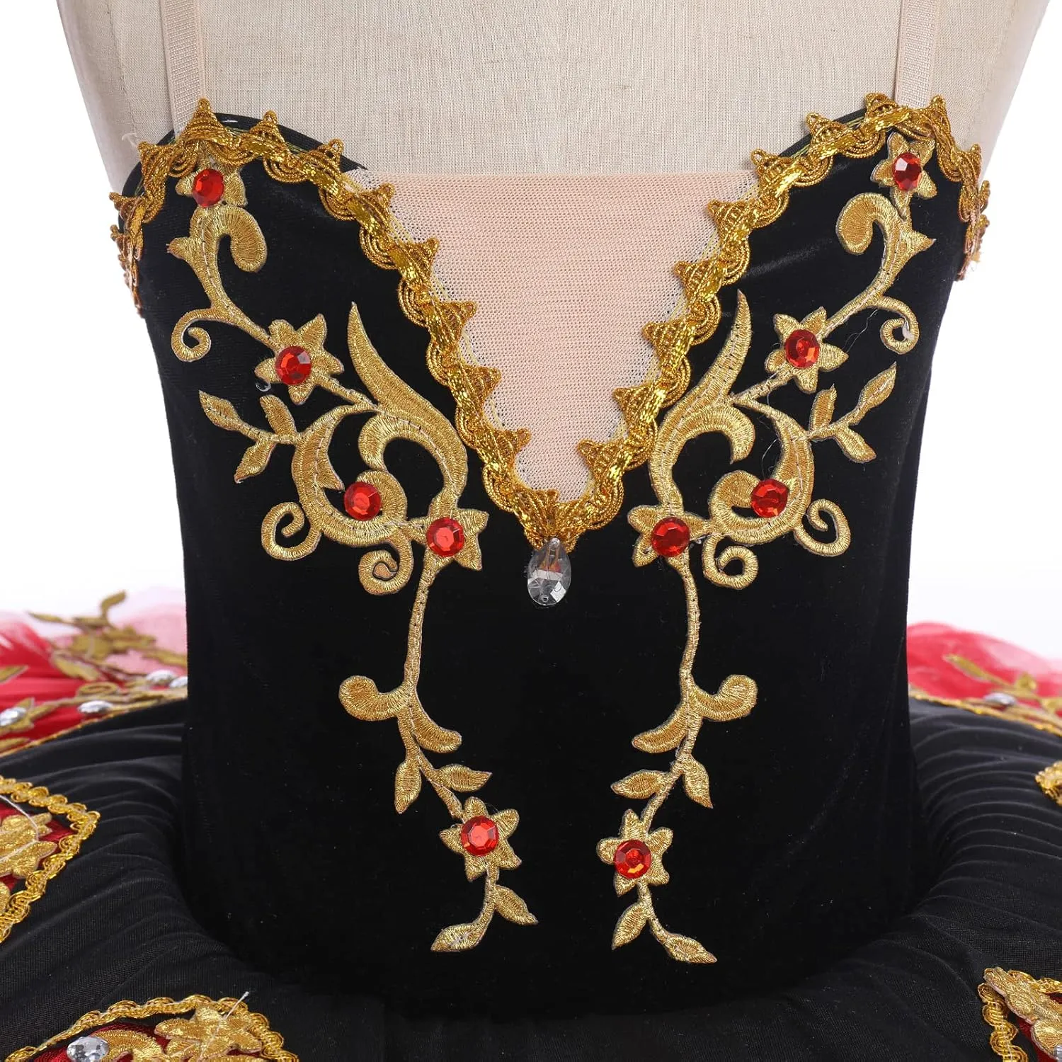 AFAVOM Ballet Leotards for Girls with Platter Tutu Professional Hard Organdy Camisole Skirt Swan Lake Feather Hem Dancewear