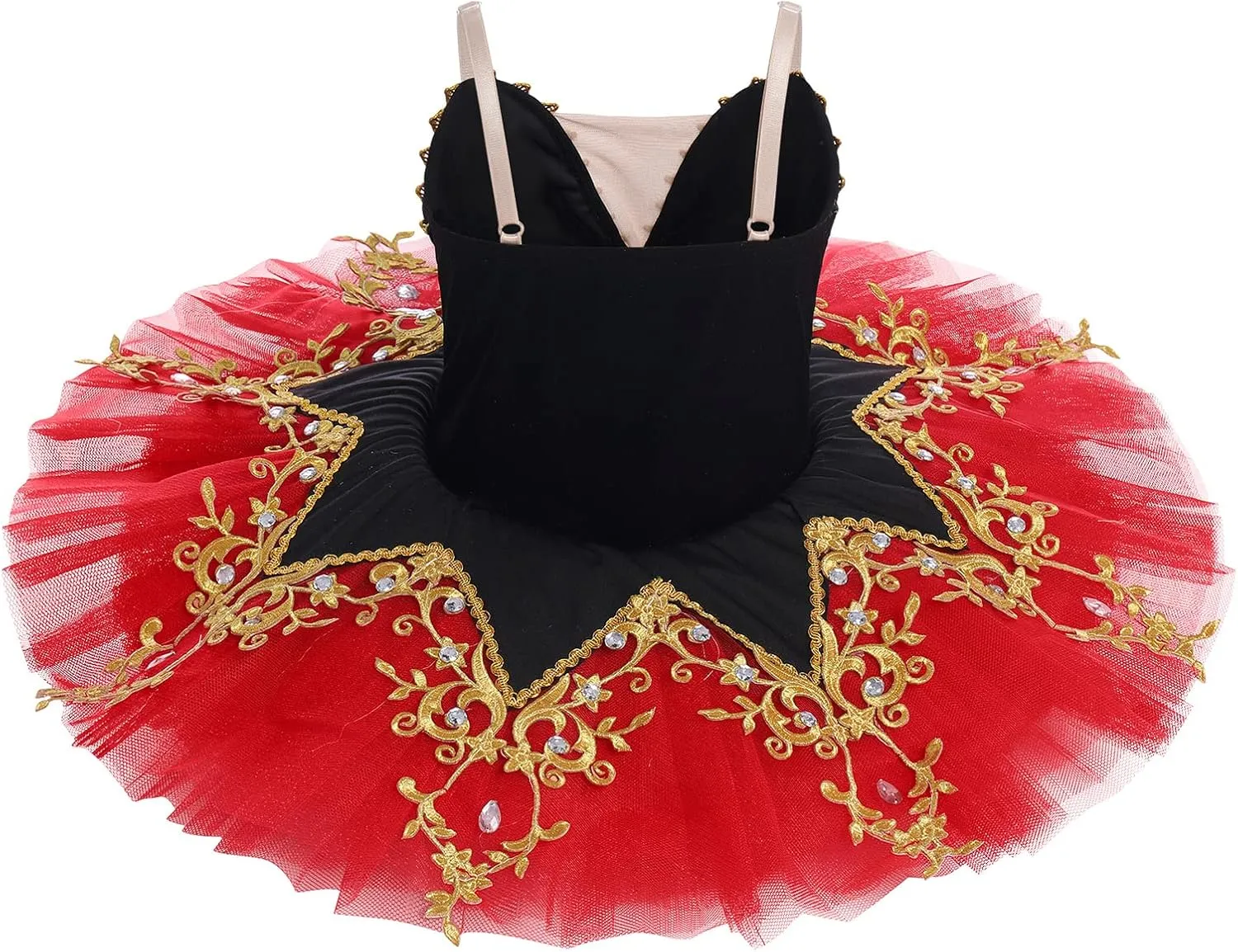 AFAVOM Ballet Leotards for Girls with Platter Tutu Professional Hard Organdy Camisole Skirt Swan Lake Feather Hem Dancewear
