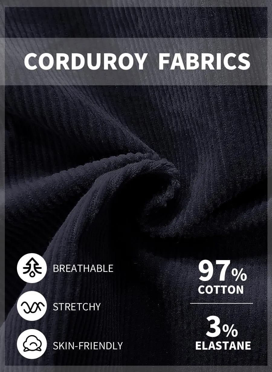 AIMPACT Mens Corduroy Shorts 5/6 Inseam Casual Elastic Waist Drawstring Summer Beach Shorts for Men with Pockets