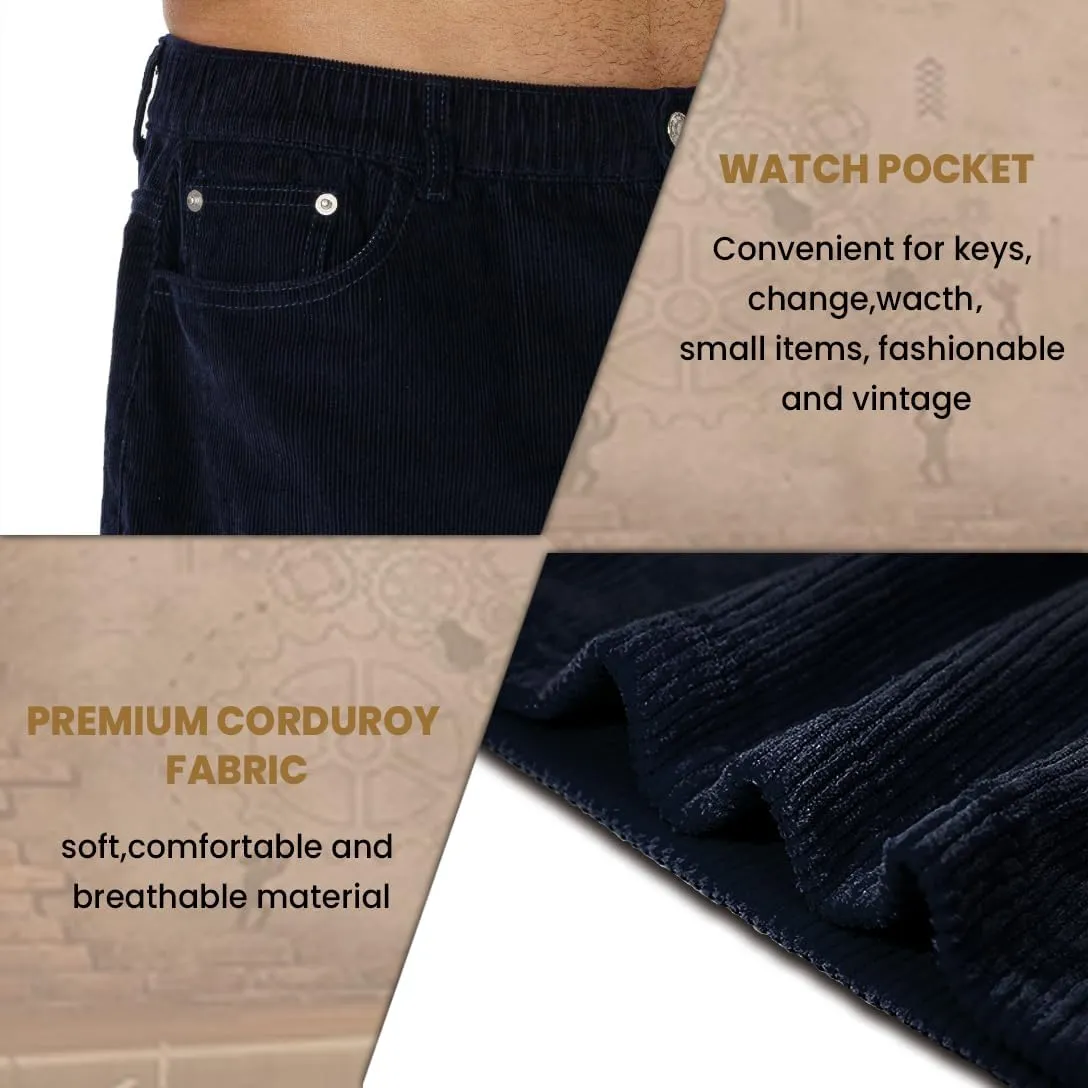 AIMPACT Mens Corduroy Shorts 5/6 Inseam Casual Elastic Waist Drawstring Summer Beach Shorts for Men with Pockets