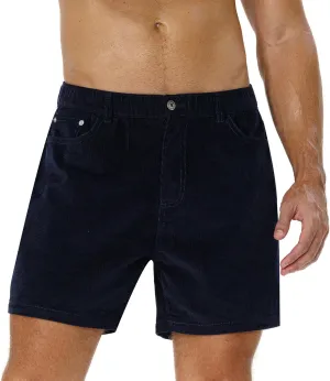 AIMPACT Mens Corduroy Shorts 5/6 Inseam Casual Elastic Waist Drawstring Summer Beach Shorts for Men with Pockets