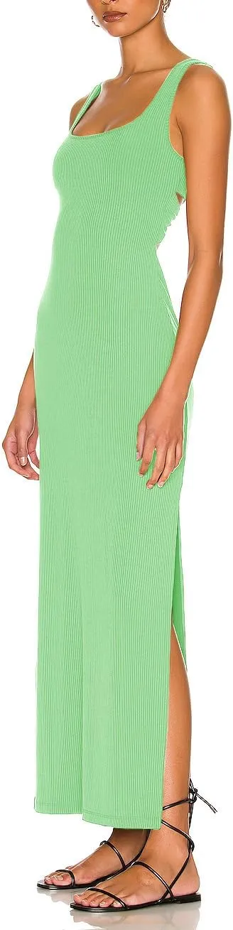 ALENDA DANMOS Women's Elegant Backless Maxi Dress Sexy High Sides Slit Tank Dress Twist Back Casual Sundress 72122