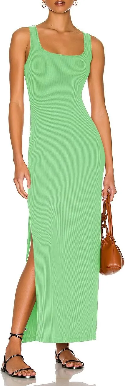 ALENDA DANMOS Women's Elegant Backless Maxi Dress Sexy High Sides Slit Tank Dress Twist Back Casual Sundress 72122