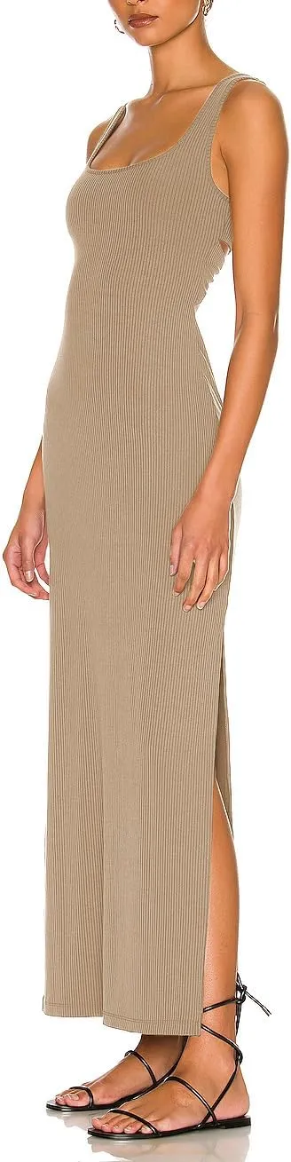 ALENDA DANMOS Women's Elegant Backless Maxi Dress Sexy High Sides Slit Tank Dress Twist Back Casual Sundress 72122