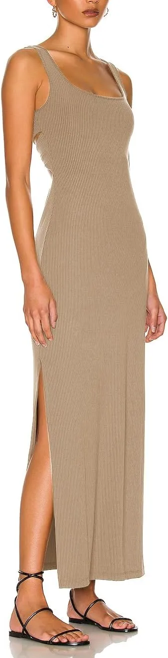 ALENDA DANMOS Women's Elegant Backless Maxi Dress Sexy High Sides Slit Tank Dress Twist Back Casual Sundress 72122