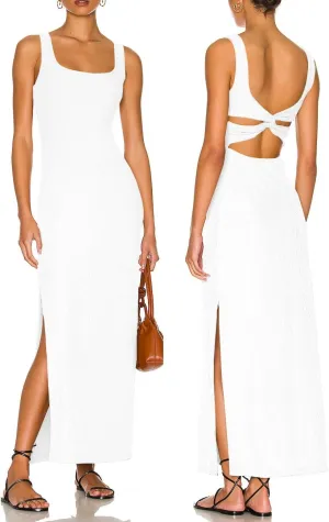 ALENDA DANMOS Women's Elegant Backless Maxi Dress Sexy High Sides Slit Tank Dress Twist Back Casual Sundress 72122