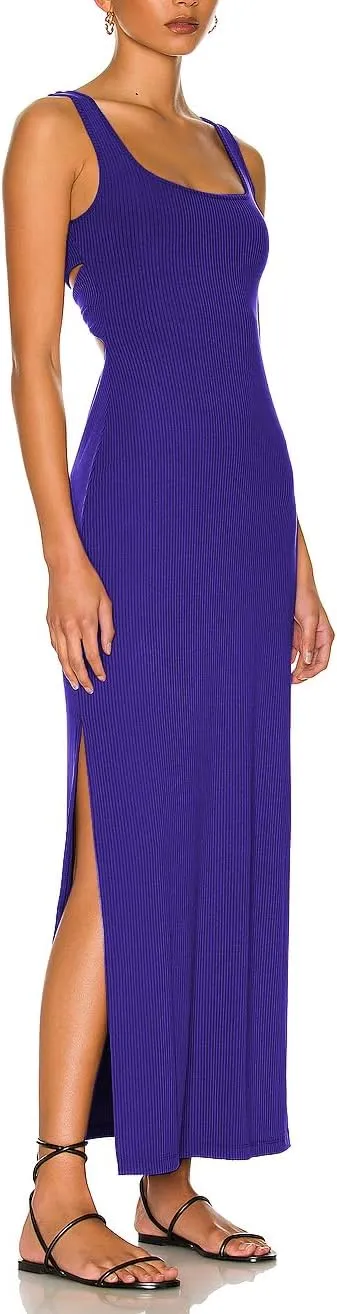 ALENDA DANMOS Women's Elegant Backless Maxi Dress Sexy High Sides Slit Tank Dress Twist Back Casual Sundress 72122