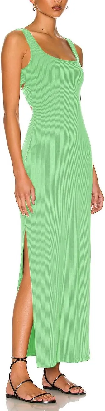 ALENDA DANMOS Women's Elegant Backless Maxi Dress Sexy High Sides Slit Tank Dress Twist Back Casual Sundress 72122
