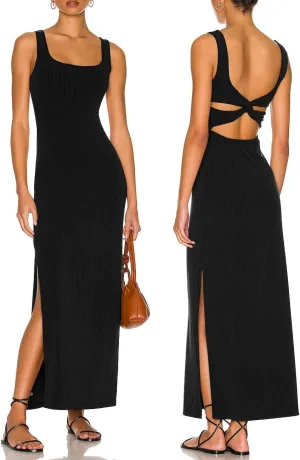 ALENDA DANMOS Women's Elegant Backless Maxi Dress Sexy High Sides Slit Tank Dress Twist Back Casual Sundress 72122
