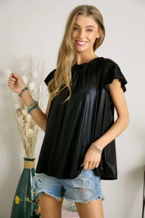 Amber Foil Blouse - Black