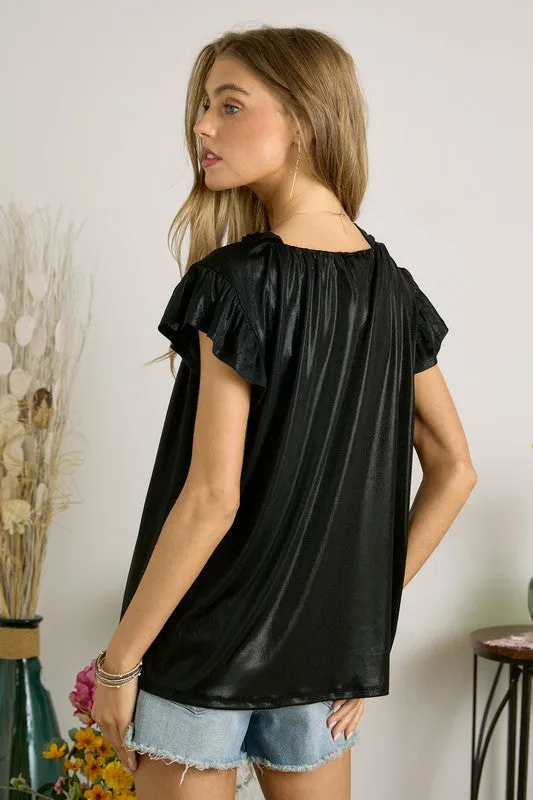 Amber Foil Blouse - Black