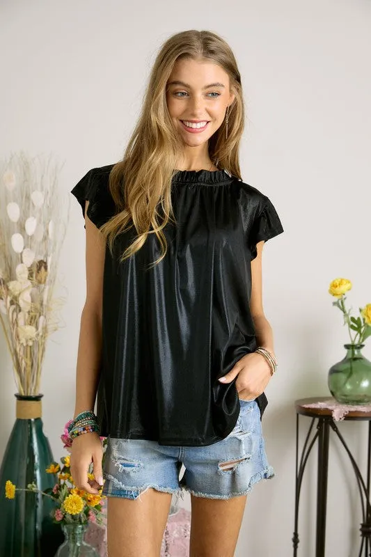 Amber Foil Blouse - Black