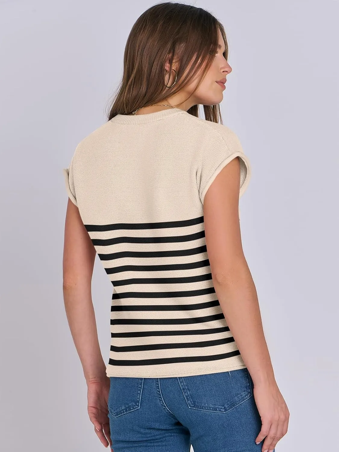 ANRABESS Womens Summer Cap Sleeve Sweater Crewneck Sleeveless Knit Tops Casual Fit Vest 2025 Trendy Tank Top Shirts