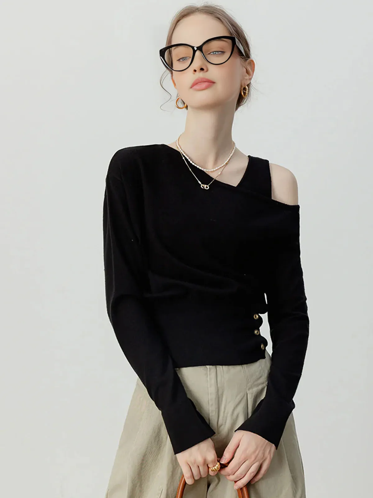 Asymmetrical Cold Shoulder Sweater Co-ord