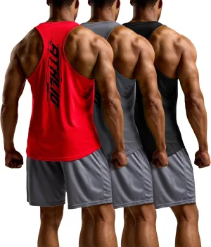 ATHLIO Men's Dry Fit Muscle Workout Tank Tops, Y-Back Bodybuilding Gym Shirts, Athletic Fitness Tank Top