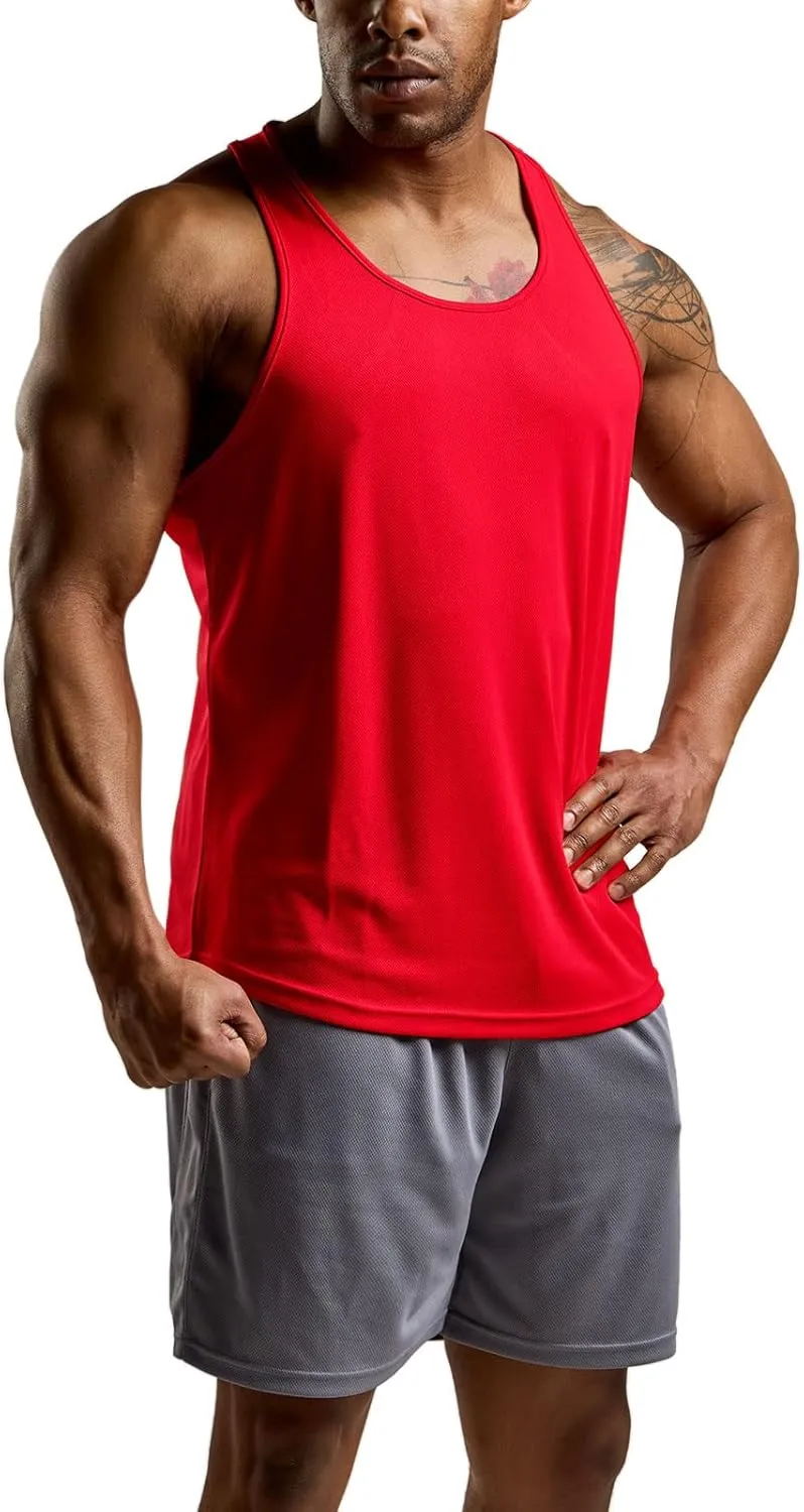 ATHLIO Men's Dry Fit Muscle Workout Tank Tops, Y-Back Bodybuilding Gym Shirts, Athletic Fitness Tank Top