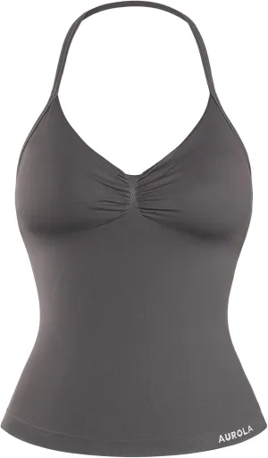 AUROLA Influence Longline Strappy Top Workout Tank Tops for Women Built in Shelf Bras, Impact Gym Sports Bra