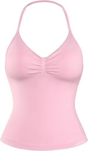 AUROLA Influence Longline Strappy Top Workout Tank Tops for Women Built in Shelf Bras, Impact Gym Sports Bra