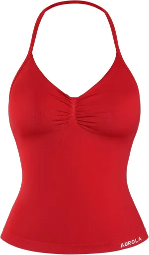 AUROLA Influence Longline Strappy Top Workout Tank Tops for Women Built in Shelf Bras, Impact Gym Sports Bra