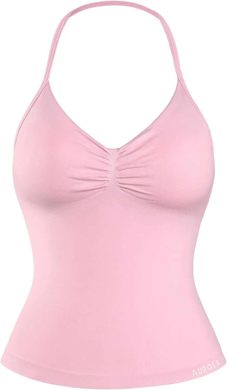 AUROLA Influence Longline Strappy Top Workout Tank Tops for Women Built in Shelf Bras, Impact Gym Sports Bra