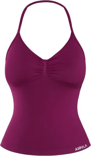 AUROLA Influence Longline Strappy Top Workout Tank Tops for Women Built in Shelf Bras, Impact Gym Sports Bra