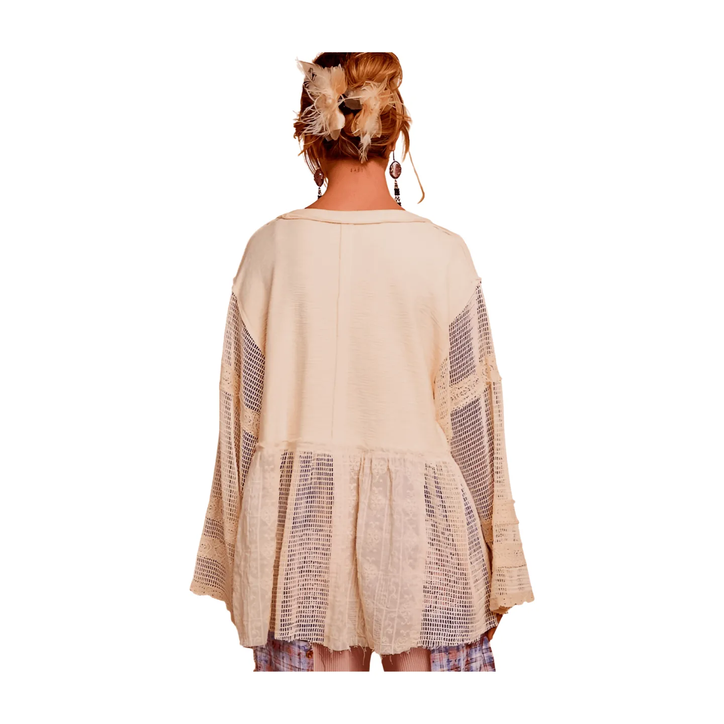 Balloon Sleeve Crochet Top