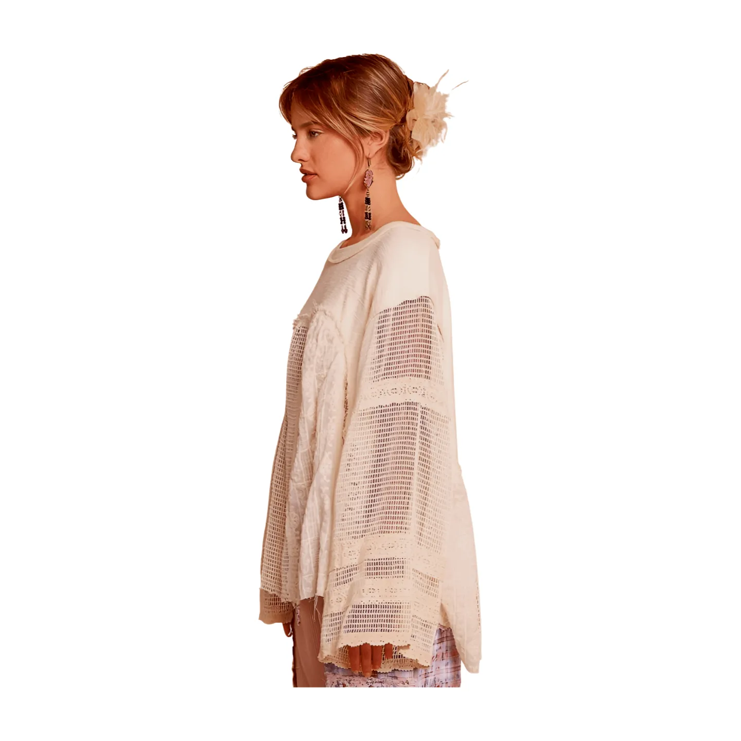 Balloon Sleeve Crochet Top