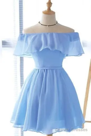 Beautiful Light Off Shoulder Knee Length Bridesmaid Dress, Party Dress
