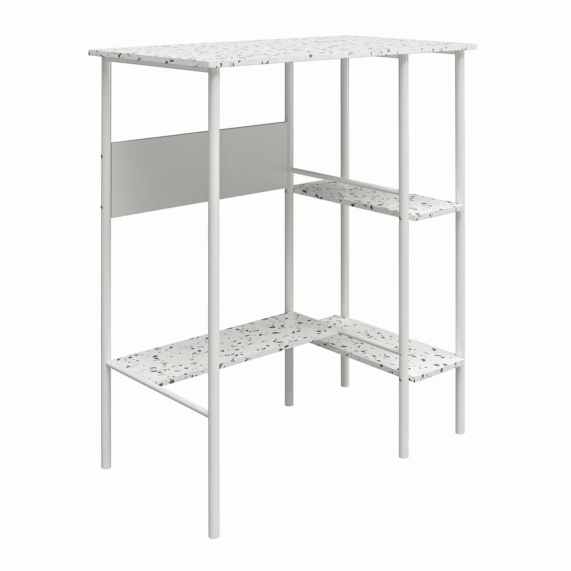 Berkeley Standing Desk with Open Shelves and Large Work Surface