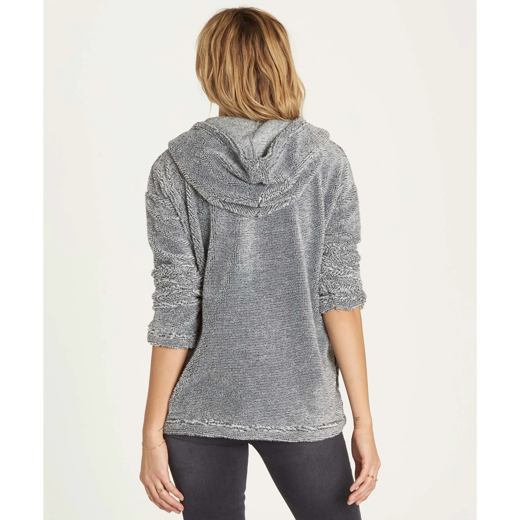 Billabong Women's Stay Cozy Faux Fur Hooded Jacket | Black & White