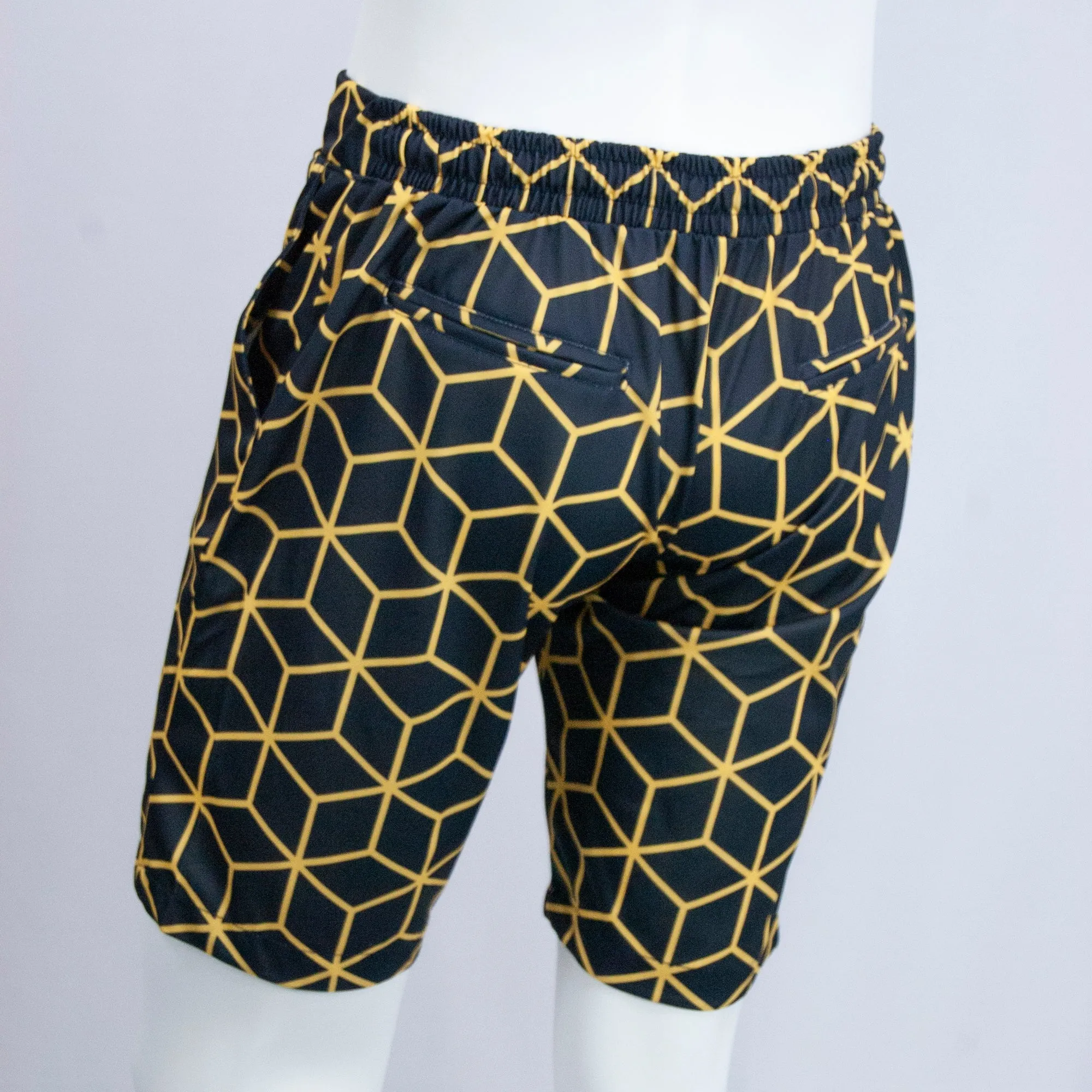 Black & Yellow Cube Patterned Shorts