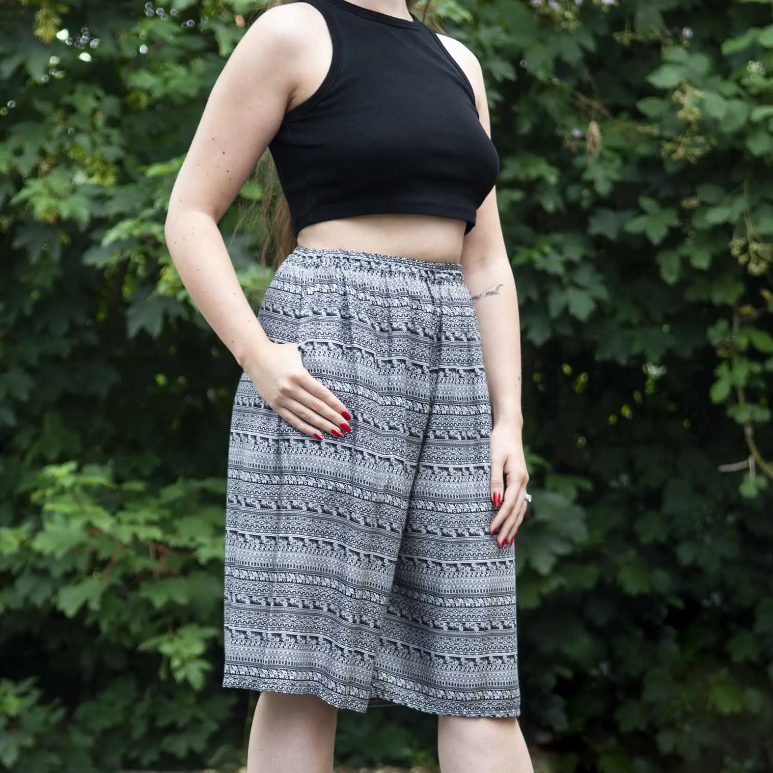 Black and White Knee Shorts