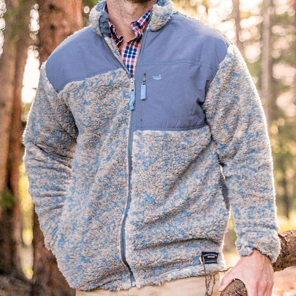 Blue Ridge Sherpa Jacket in Brown and French Blue by Southern Marsh