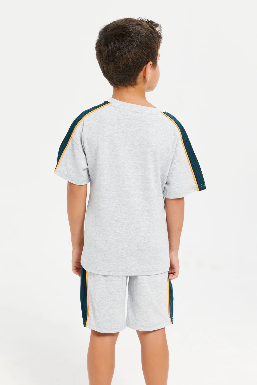 Boys Grey Embellished Casual Set (2 Piece)