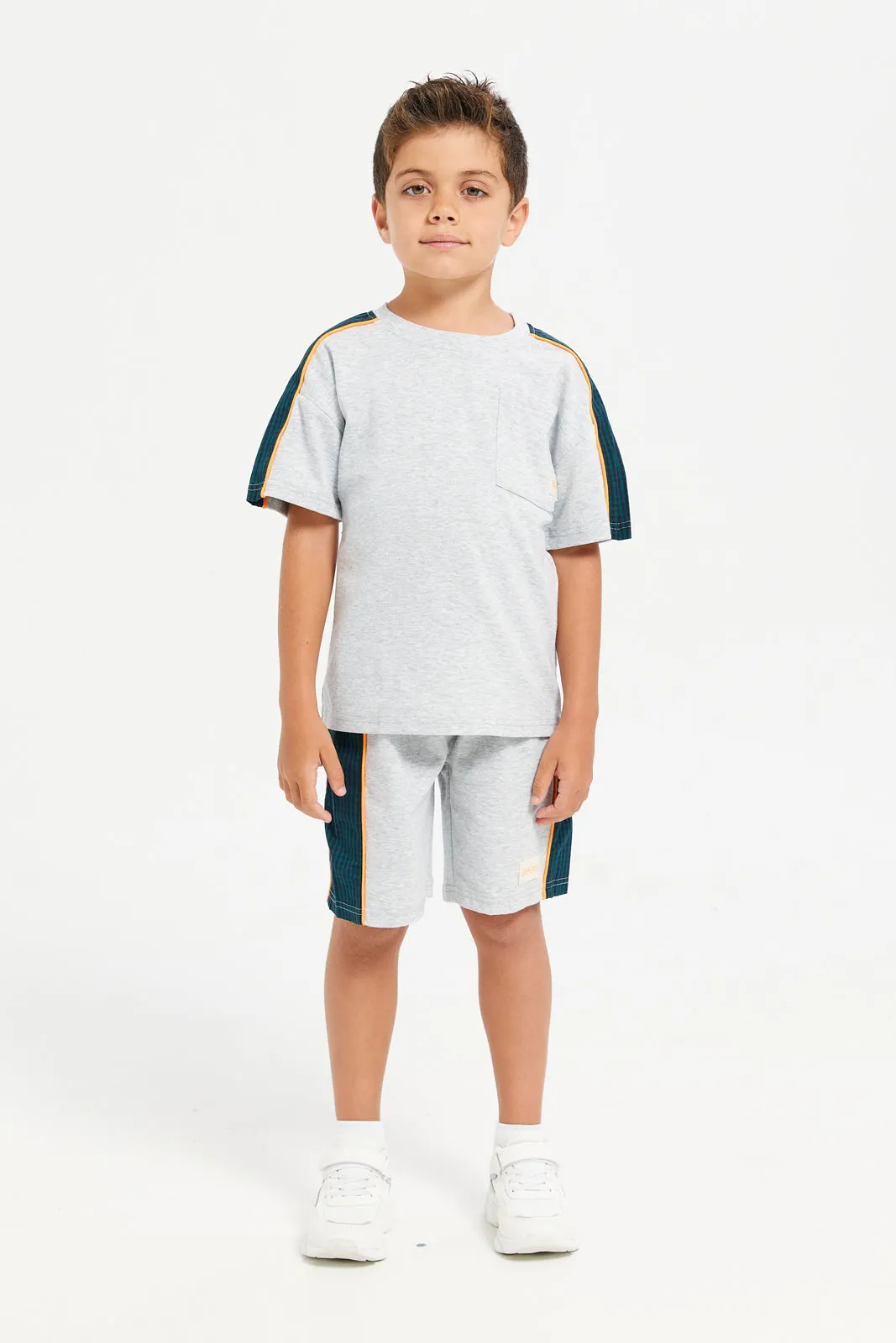 Boys Grey Embellished Casual Set (2 Piece)