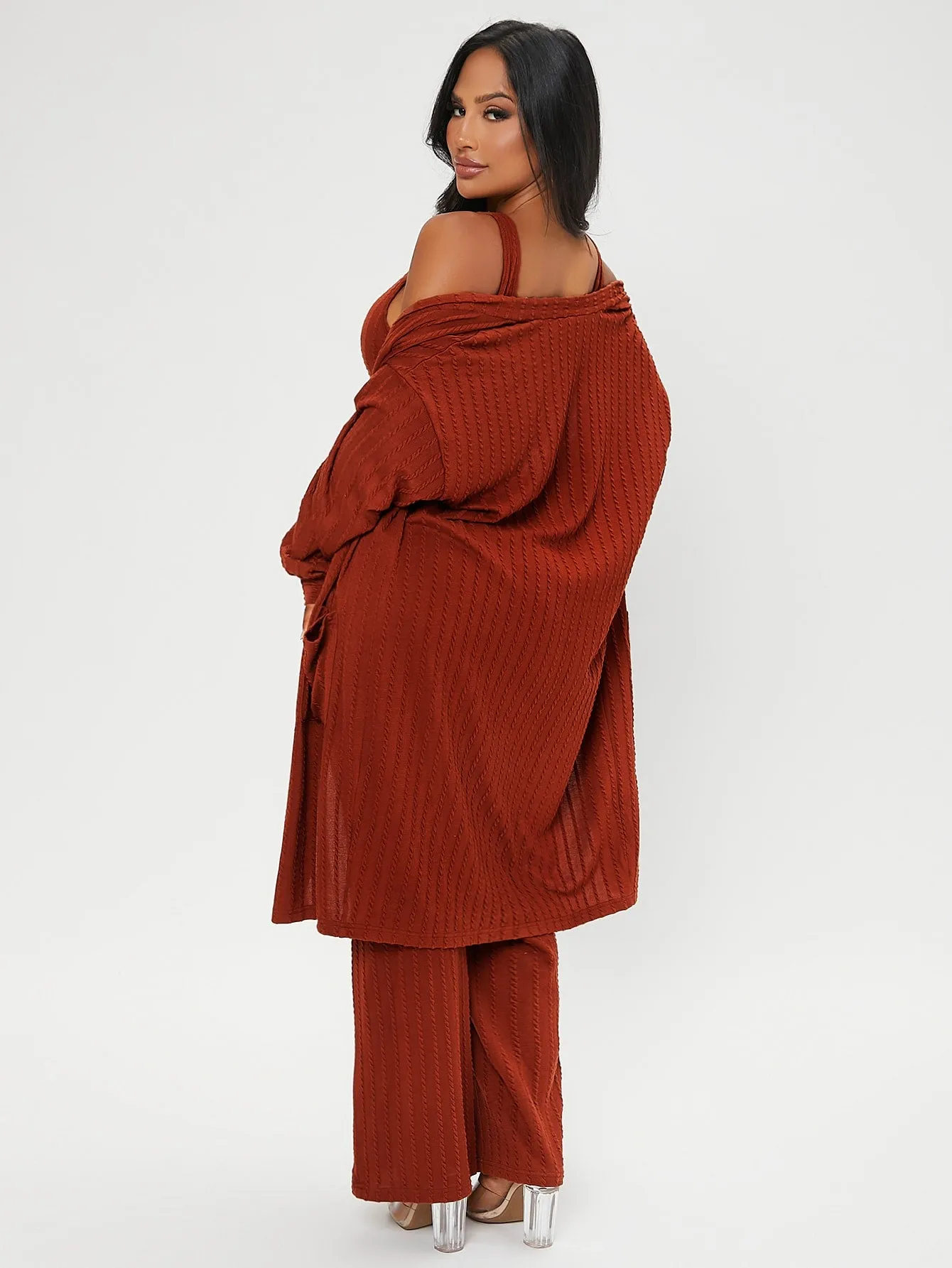 Casual Plain Rib-Knit Sleeveless Scoop Neck Women Two-Piece Outfits