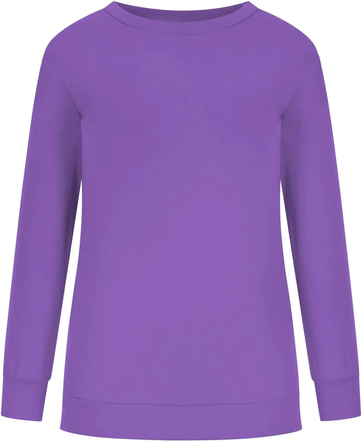 Ceboyel Womens Long Sleeve Shirts 2023 Solid Color Crew Neck Sweatshirts Loose Fit Pullover Tops Trendy Casual Fall Clothes