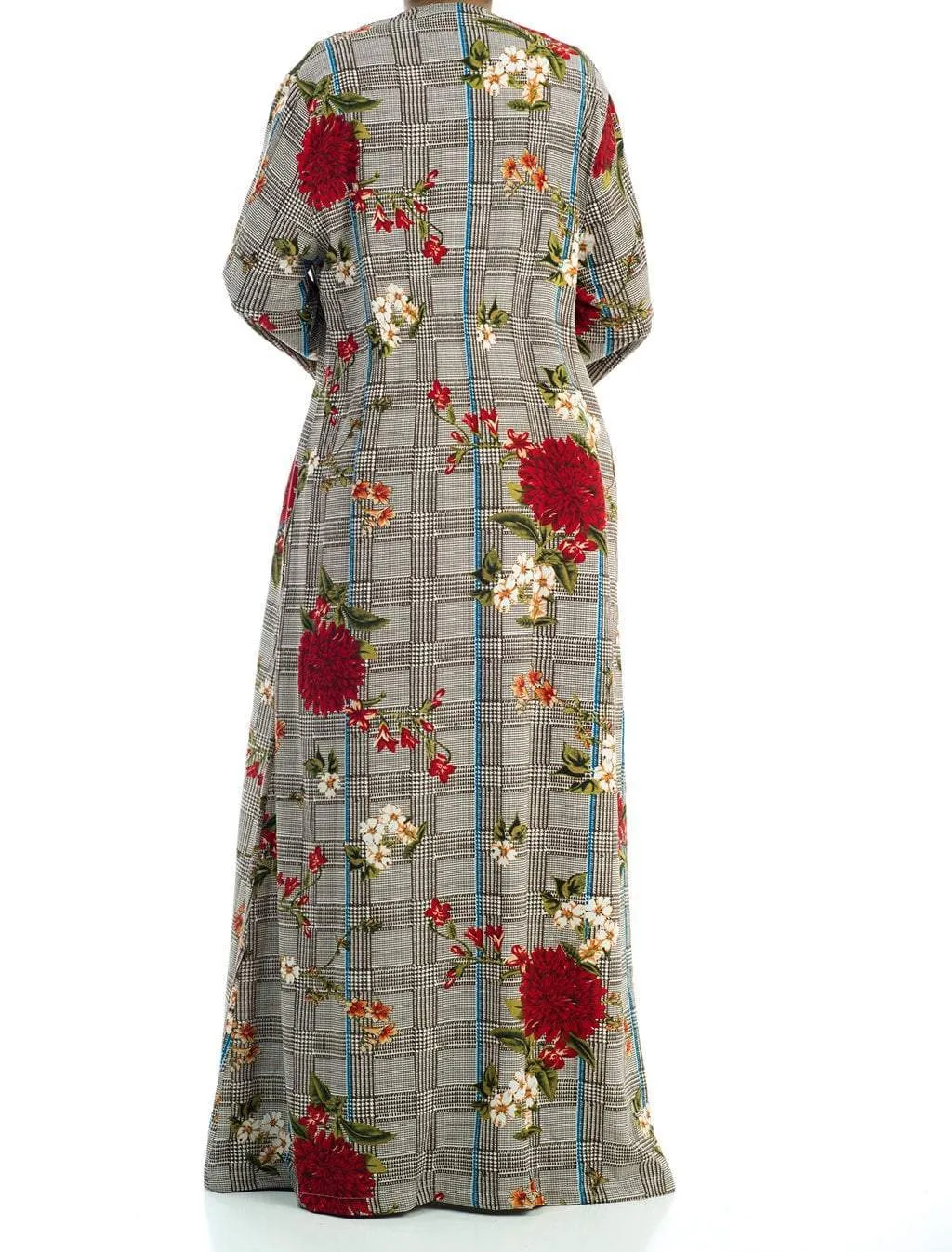 Checkered Floral Maxi Cardigan
