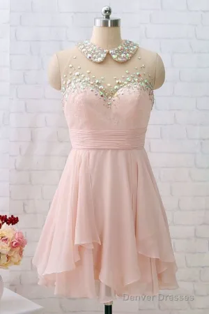 Chiffon Mini Homecoming Dress Light Pink Party Dress