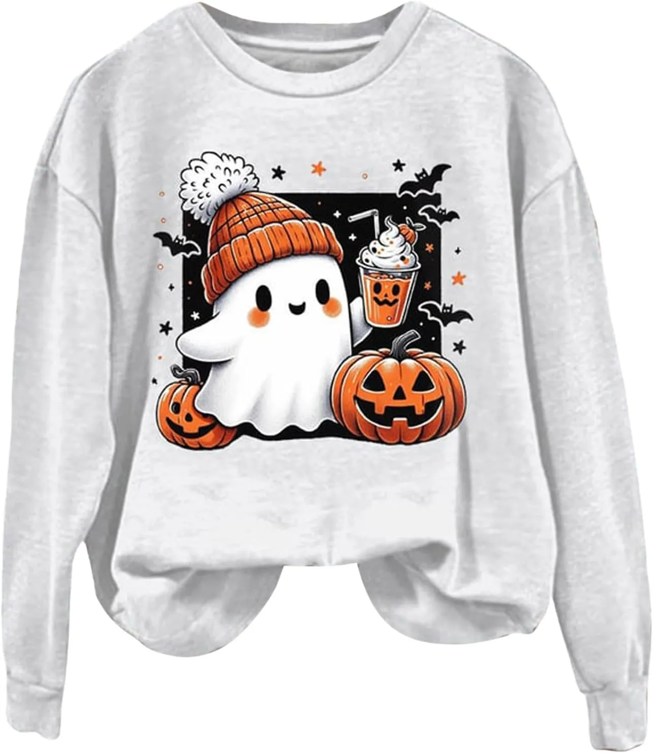Christmas Halloween Sweatshirts For Women Pumpkin Ghost Pullover Sweater Cute Trendy Sweatshirt Funny Graphic Clothes