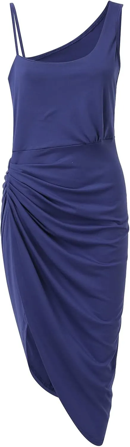Cocktail Dresses for Women Sequin Bodycon Sexy One Shoulder Slit Midi Dress Summer Formal Elegant Plus Size Dress
