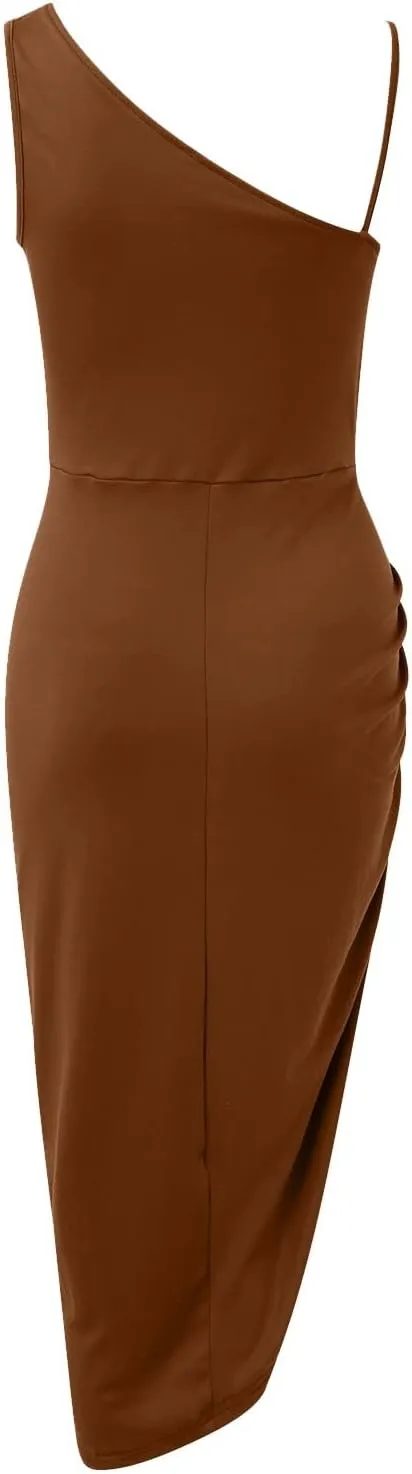 Cocktail Dresses for Women Sequin Bodycon Sexy One Shoulder Slit Midi Dress Summer Formal Elegant Plus Size Dress