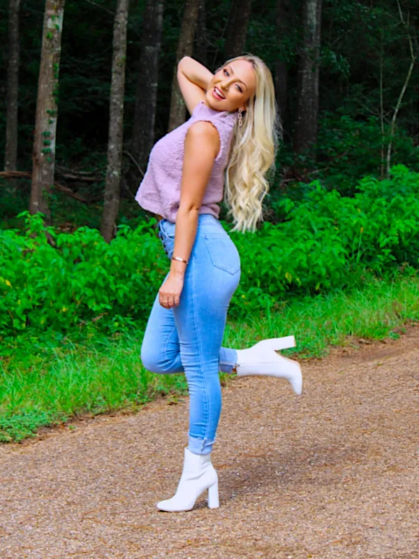 Cozy Cutie Sleeveless Turtleneck Sweater, Light Lavender
