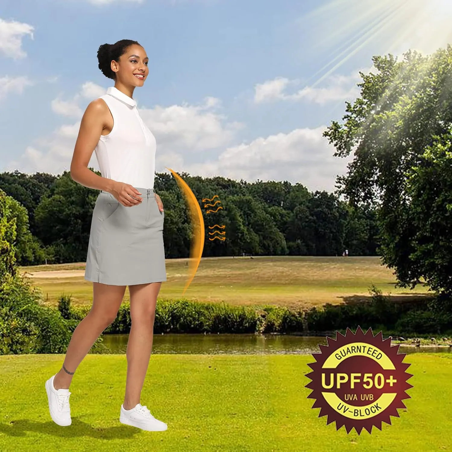 CQC Women's Outdoor UPF 50  Golf Skort Casual Active Skirts Build-in Shorts with Pockets