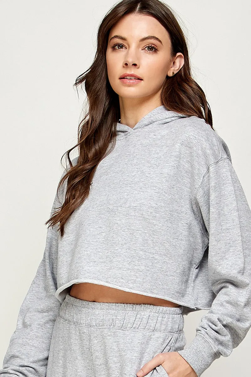Cropped Hoodie in Heather Grey
