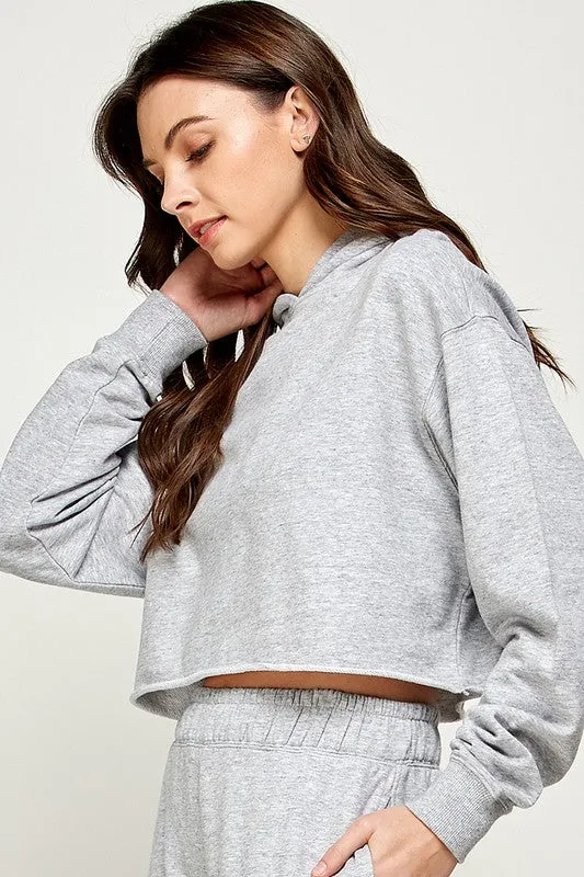 Cropped Hoodie in Heather Grey