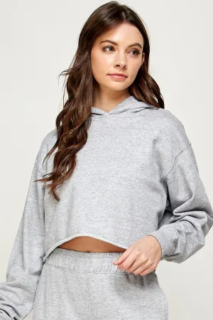 Cropped Hoodie in Heather Grey