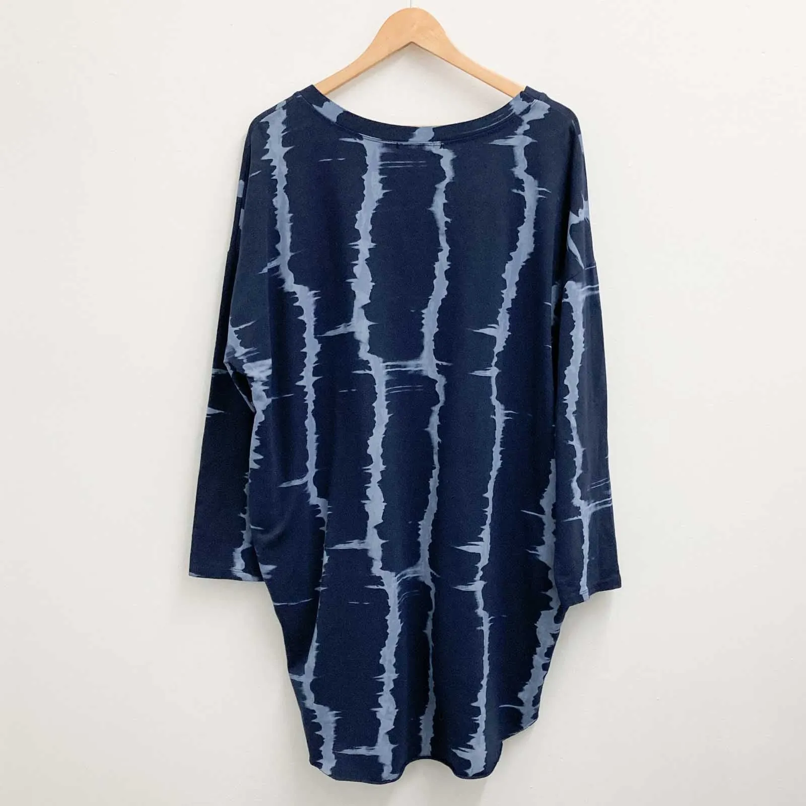 Cruz Blue Tie Dye Raw Hem Cotton Tunic Sweatshirt Approx. Size XL