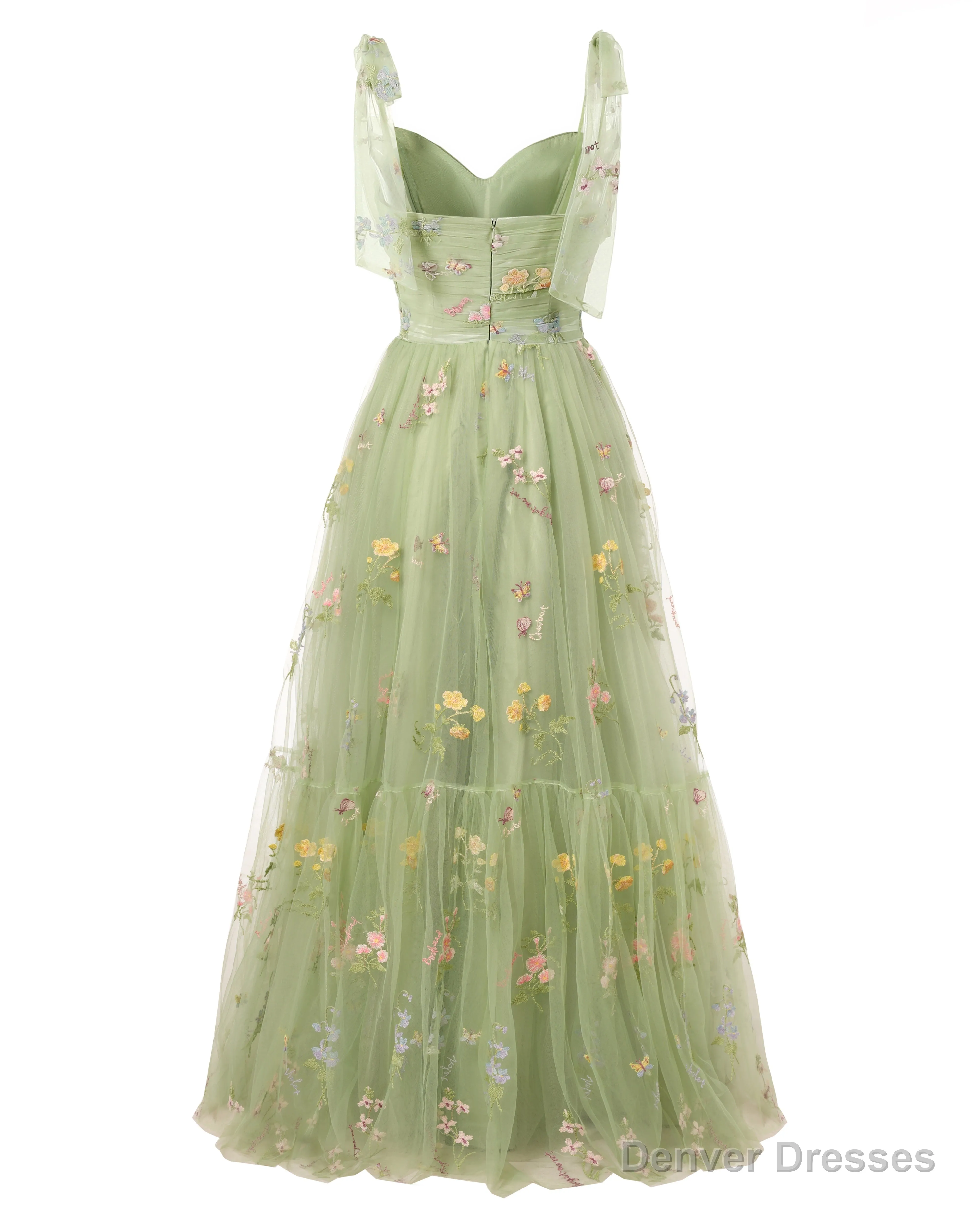 Elegant Embroidery Light Green Prom Dresses Sweetheart Spaghetti Straps A Line Party Dress Long Simple Formal Dress